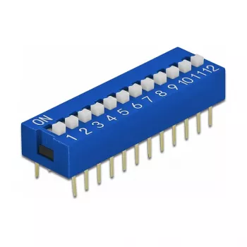 DIP jungiklis PCB DELOCK 66388, mėlynas plastikas, 10 vnt., 31,9×9,9×5,5 mm