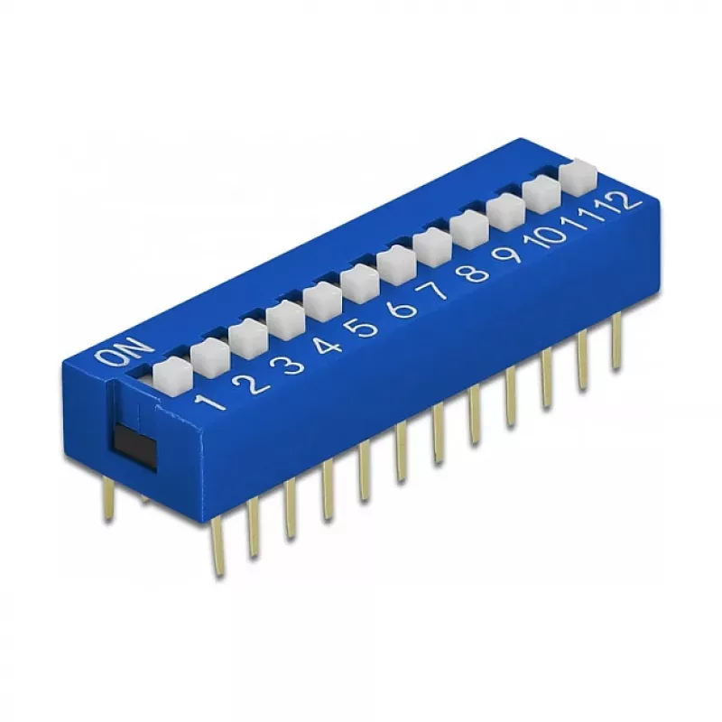 DIP jungiklis PCB DELOCK 66388, mėlynas plastikas, 10 vnt., 31,9×9,9×5,5 mm