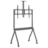 Pertvarkomas TV stovas MACLEAN MC-114 B grindinis mobilus stovas 55–100 colių ekranams, max apkrova 120 kg, VESA 200x200–900x600, aukštis 115–152 cm, juodas, lentyna