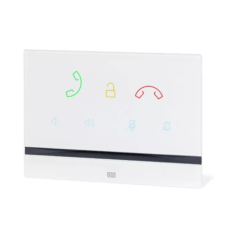 Vidinis domofono skydelis 2N Indoor Talk White – laidinis, grūdintas stiklas, montavimas ant sienos, 185×128×48.2 mm