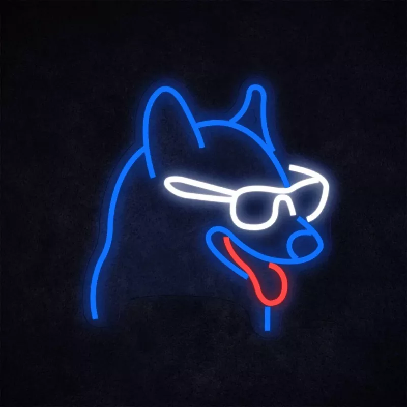 Neoninė sieninė šviesa MANTA Dog with Glasses SNL69MT – LED neoninis šuns su akiniais šviestuvas