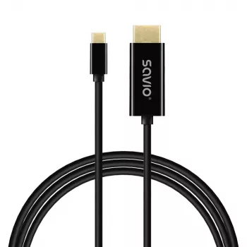 USB-C laidas SAVIO CL-191 2 m — USB-C į USB-C, vyriškas į vyrišką, juodas, plastikinis apvalkalas, varinis laidininkas