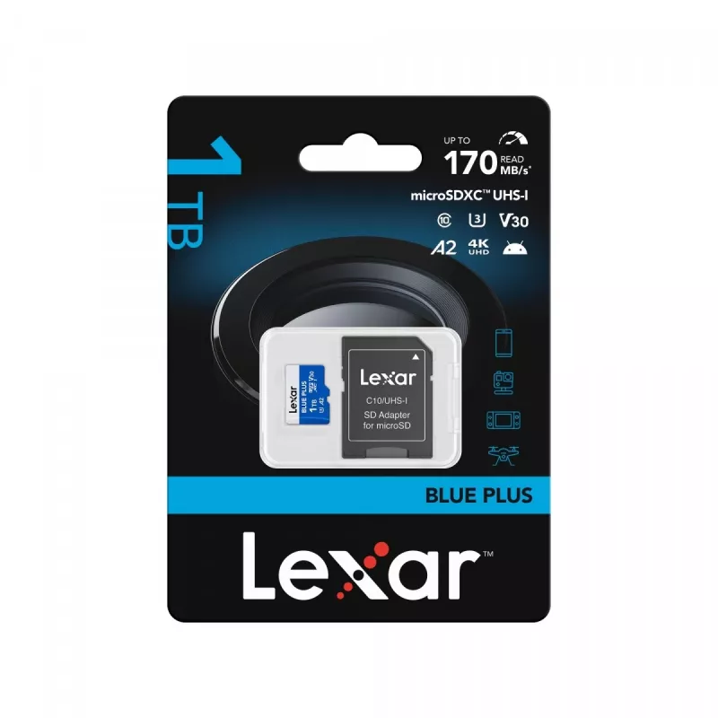 Lexar 1TB microSD kortelė C10 A2 U3 V30 170 MB/s Blue Plus