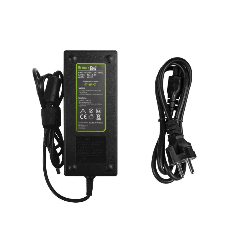 Maitinimo adapteris / inverteris Green Cell AD22P 120 W 19 V 6,3 A, skirtas ASUS nešiojamiesiems kompiuteriams, vidaus naudojimui, juodos spalvos