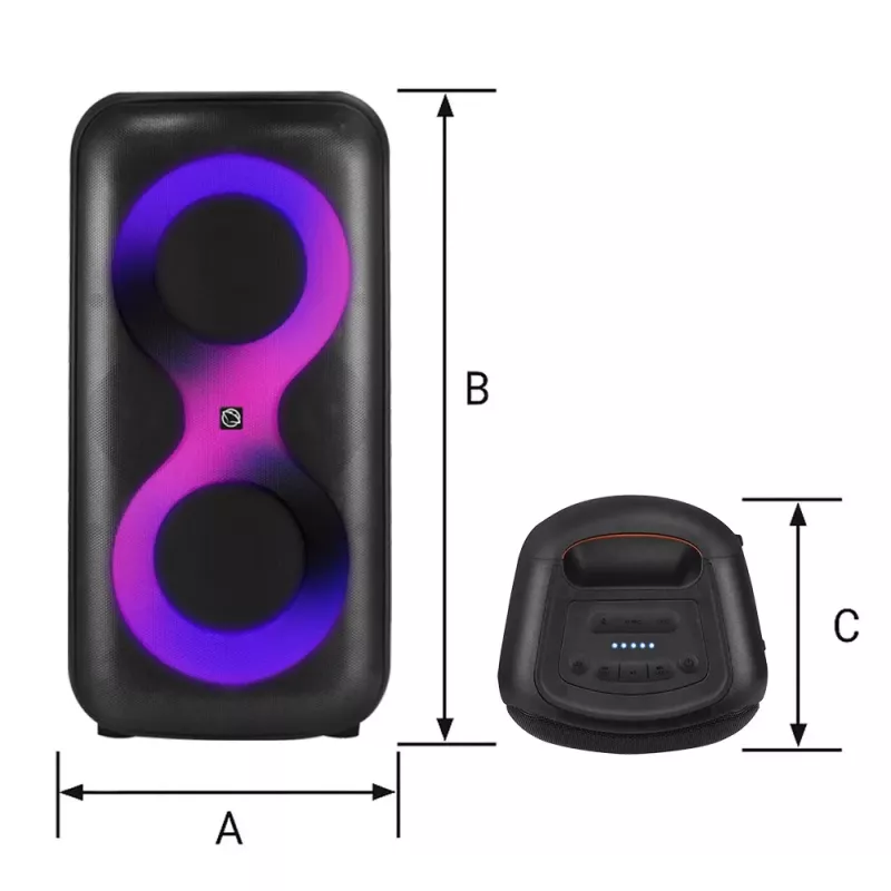 Nešiojamas muzikos centras MANTA SPK0401B100 Bluetooth garsiakalbis, 100 W didžiausia galia, FM radijas, karaokė, įmontuota baterija, X-BASS
