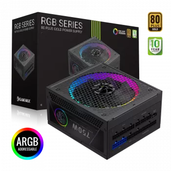 Gamemax RGB 750G 750W maitinimo blokas, 80 PLUS Gold, pilnai modulinis