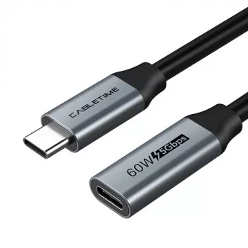 USB 3.0 Type-C ilgintuvas (M) - USB Type-C (L), 5Gbps, 60W, 4K/60Hz, 0,5m
