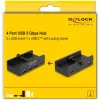 DeLOCK 64284 USB 3.2 Gen 2 šakotuvas (USB Type-A, 4 prievadai, 5000 Mbit/s, juodas)