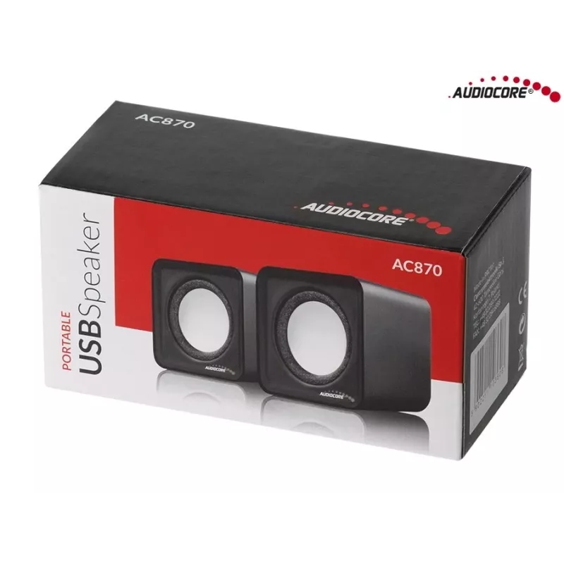 2 krypčių kompiuterio garsiakalbis Audiocore AC870 B — 3 W RMS, maitinimas per USB, 3,5 mm įvestis, 2.0 kanalai