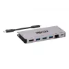 USB-C Dock 4K HDMI, USB 3.2 Gen 1, USB-A Hub, GbE, atminties kortelių skaitytuvas, 100W PD įkrovimas, nuimamas laidas U442-DOCK5D-GY