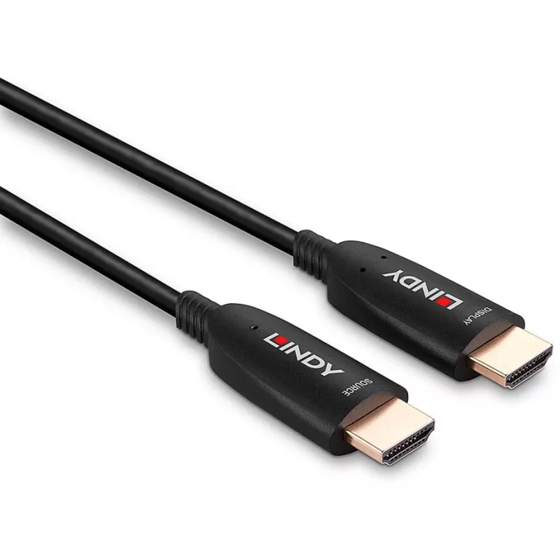 Lindy 38511 HDMI 2.1 8K60 hibridinis optinio pluošto kabelis, 15 m, AOC, HDMI–HDMI (kištukas–kištukas), 4K120, juodas