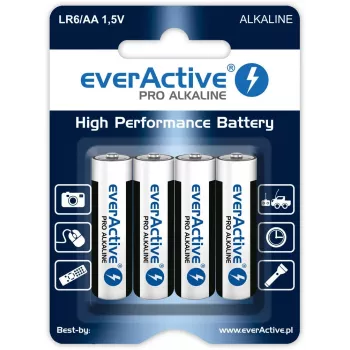 everActive šarminė vienkartinė baterija AA 1,5 V LR64BLPA pakuotė po 4 vnt.