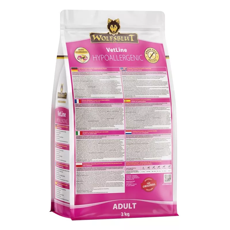 WOLFSBLUT VetLine Hypoallergenic Horse su saldžiosiomis bulvėmis - sausas šunų ėdalas - 2kg