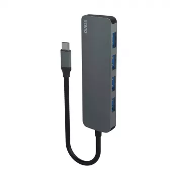 USB centrinis įrenginys SAVIO AK-54 — 4 x USB-A (USB 3.2 Gen 1), USB-C jungtis, juodas