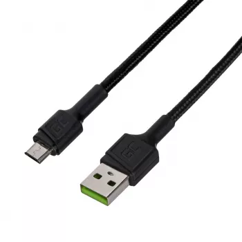 USB 2.0 kabelis Green Cell KABGC23, USB A – Micro-USB B, 0,3 m, juodas
