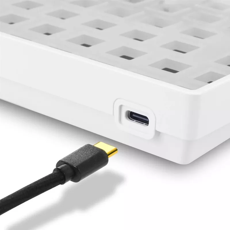 Sharkoon SKILLER SGK50 S3 Barebone 75% belaidė klaviatūra be jungiklių ir dangtelių, balta