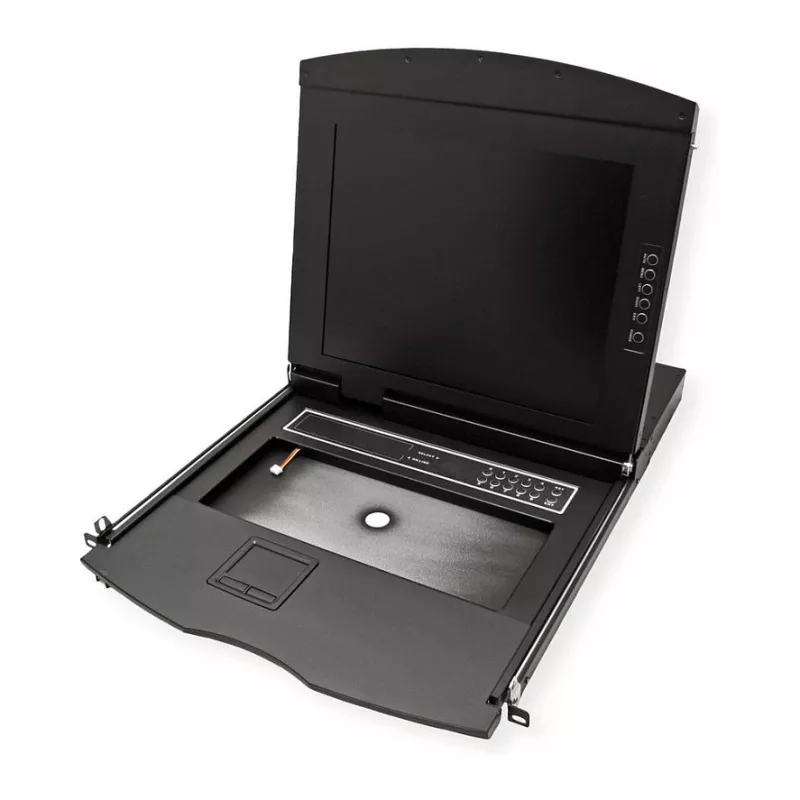 Rack konsolė VALUE 26.99.0163 — 17 colių (43,2 cm) 1280×1024, USB klaviatūra ir pelė, 1U, juoda
