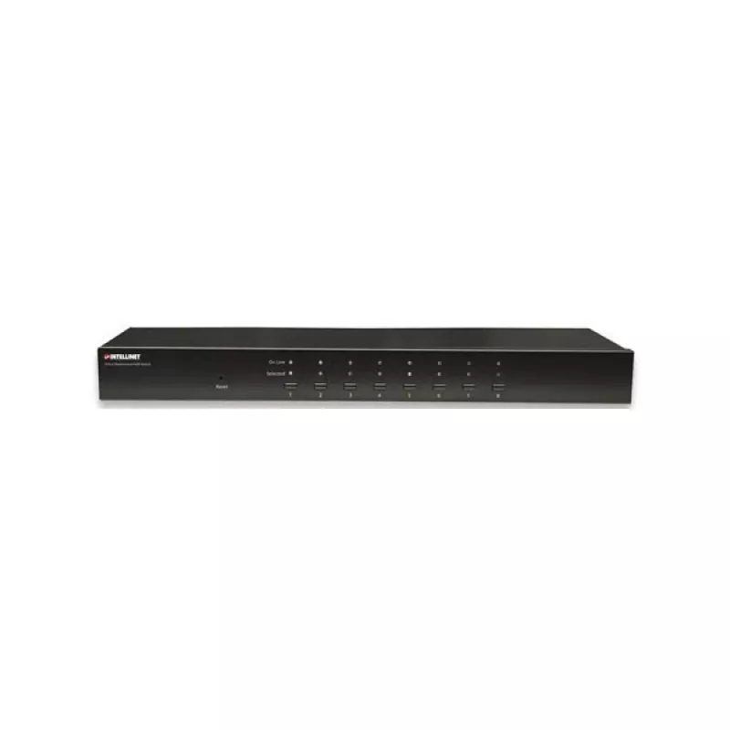 Intellinet 8 prievadų stovo KVM jungiklis, kombinuotas USB + PS/2, ekraninis meniu, kabeliai komplekte (Euro 2 kištukas)