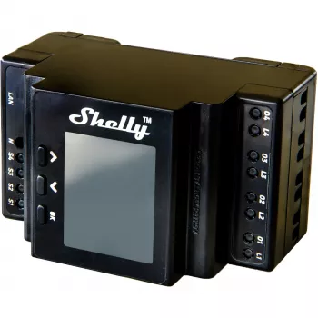DIN bėgio relės modulis Shelly Pro 4PM 4 kanalų Wi‑Fi, 4 kanalai, AC 110–240V, galios ir energijos matavimas, montavimui ant DIN bėgio