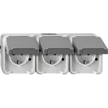 Sieninis kištukinis lizdas Merten MEG2391-8029 CEE 7/3, tinka CEE 7/4, IP44, 250 V, 16 A, pilkas, 223×83×57 mm