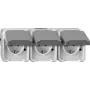 Sieninis kištukinis lizdas Merten MEG2391-8029 CEE 7/3, tinka CEE 7/4, IP44, 250 V, 16 A, pilkas, 223×83×57 mm