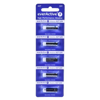 Įkraunamas baterijų rinkinys everActive 27A5BL, šarminis 12 V, cilindrinis, 5 vnt., 27,3 × 7,62 mm