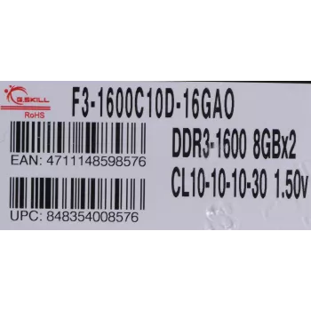 G.Skill ARES 16 GB rinkinys DDR3 PC3-12800 CL10 (F3-1600C10D-16GAO)