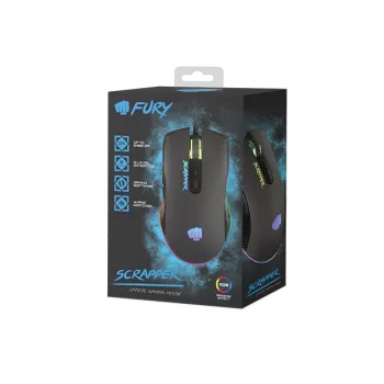 FURY Scrapper žaidimų pelė Ambidextrous USB Type-A optinė 6400 DPI