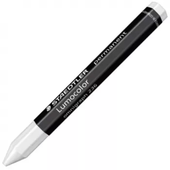 STAEDTLER Signierkreide Lumocolor permanent omnigraph, weiß Universalkreide, wasserfest, auch für nasses Holz, - 12 Stück (236-0)