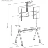 Pertvarkomas TV stovas MACLEAN MC-114 B grindinis mobilus stovas 55–100 colių ekranams, max apkrova 120 kg, VESA 200x200–900x600, aukštis 115–152 cm, juodas, lentyna