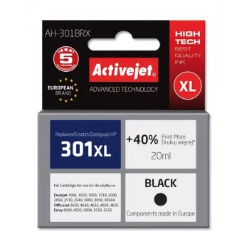 Activejet AH-301BRX rašalas (HP 301XL CH563EE suderinamas; Premium; 20 ml; juoda)