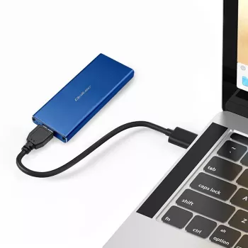 Išorinis SSD korpusas QOLTEC 51832 — M.2 SATA, USB 3.0, iki 2 TB, mėlynas, 4 lizdai