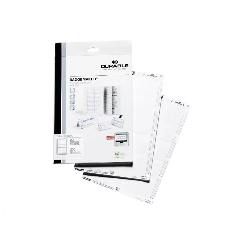Durable 1455-02 White – A4 mikroperforuoti lipdukų lapai ženkleliams, 54x90 mm
