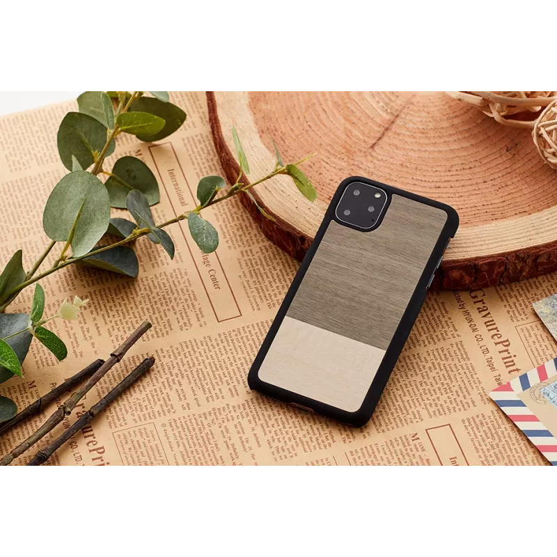 Apsauginis dėklas iPhone 11 Pro man and wood – juoda, natūrali mediena
