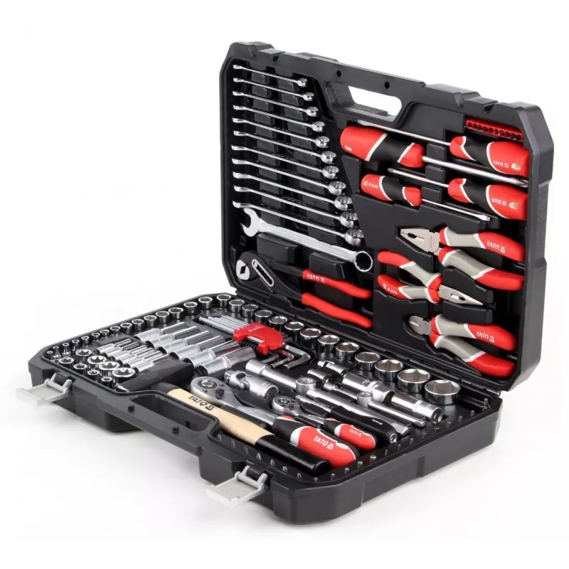 Mechaniko įrankių rinkinys YATO YT-38901 122 vnt. su lizdais, reketais, atsuktuvais