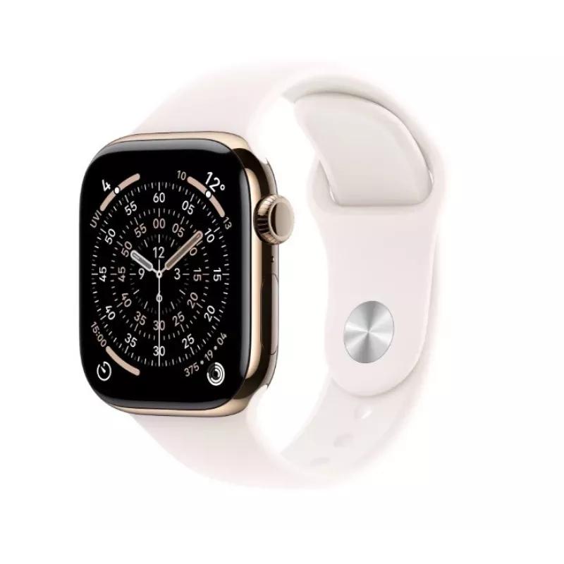 Išmanusis laikrodis Apple Watch Series 11 GPS + Cellular 42mm Auksinis titano korpusas Šviesiai rožinis sportinis dirželis M/L