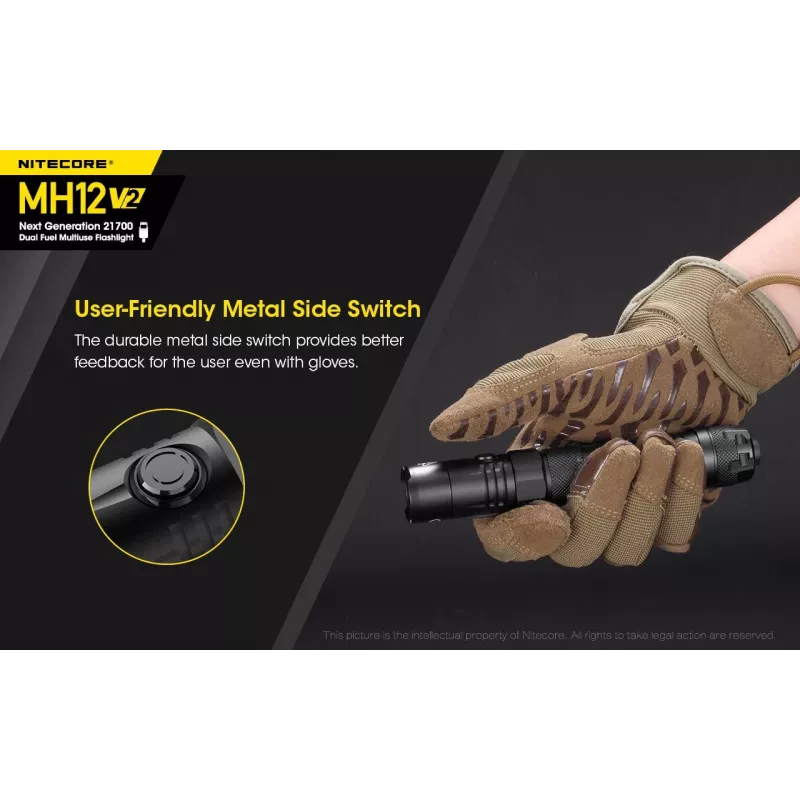 Rankinis žibintuvėlis Nitecore MH12 V2 Juodas