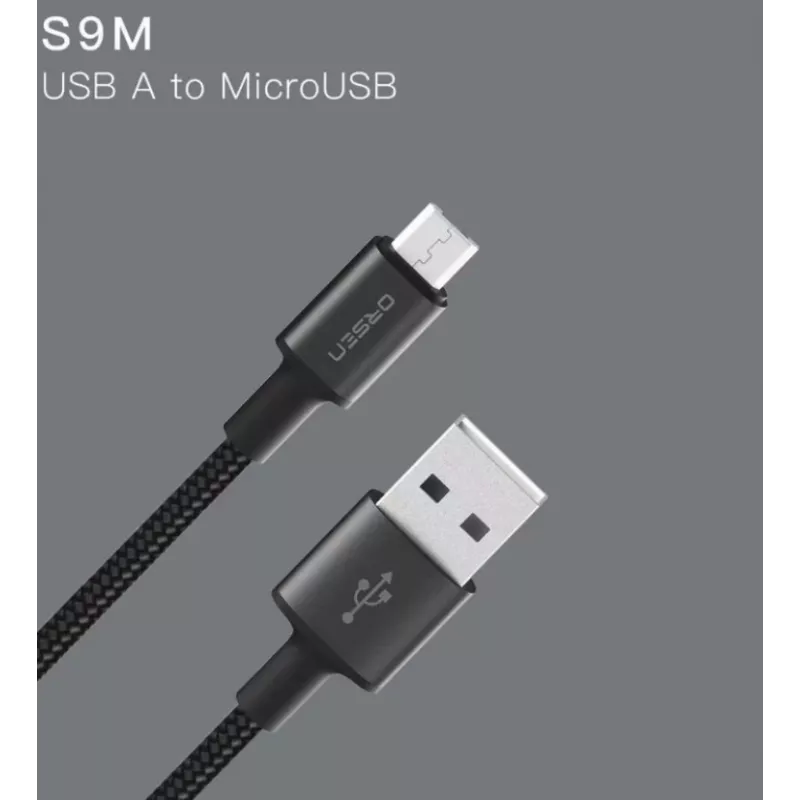 USB laidas Orsen S9M A–Micro USB 2,1 A 1 m juodas
