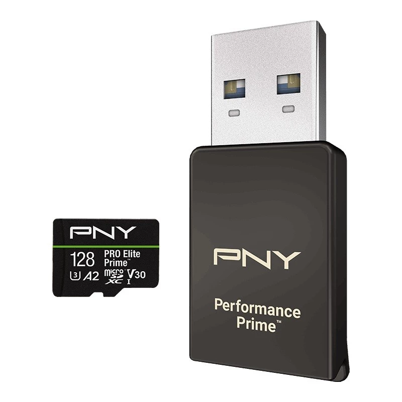 Atminties kortelė microSDXC PNY PRO Elite Prime 128GB + SD adapteris + USB-A kortelių skaitytuvas