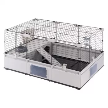 Narvas FERPLAST Modular 2 triušiams ir jūrų kiaulytėms 109x72x56 cm, metalinis, pilkas, tarpai tarp strypų 23 mm