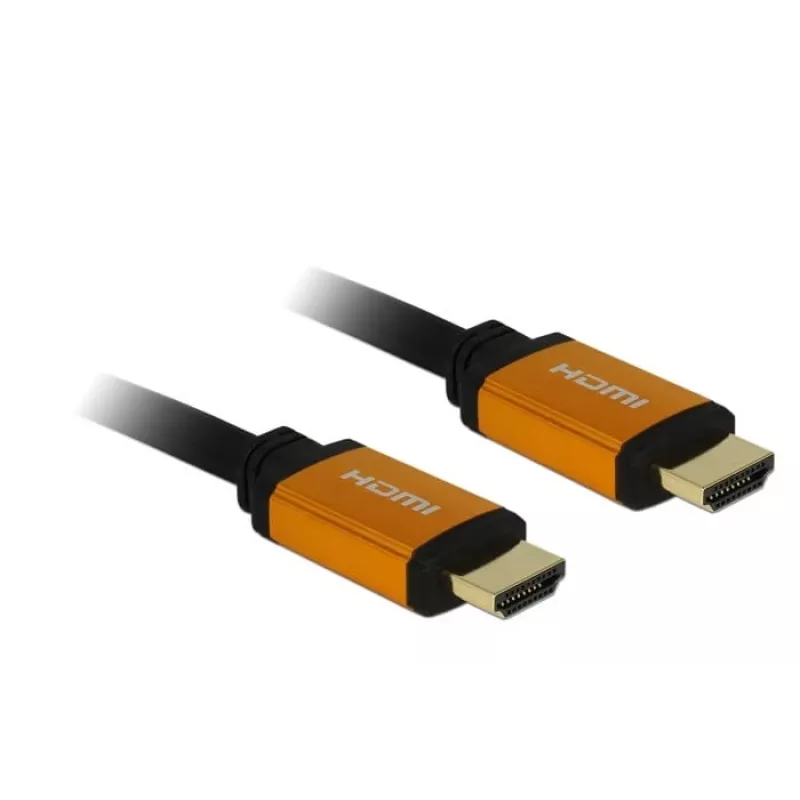 DeLOCK HDMI laidas, HDMI (M) į HDMI (M), 50 cm, triguba izoliacija, juodas, auksinis, 8K palaikymas