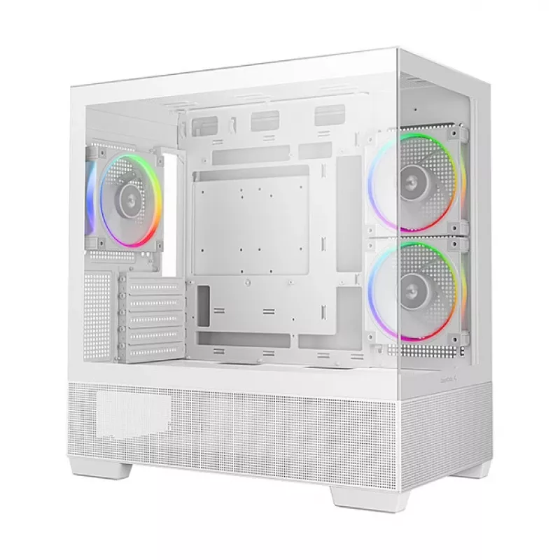 Korpusas DeepCool CG380 3F WH — Baltas, Midi Tower, 235×437×451 mm, ITX/mATX, 3x 120 mm ventiliatoriai