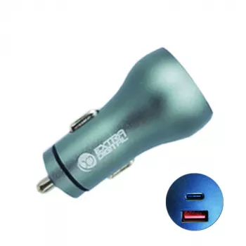 Automobilinis USB 3.0 + Type-C įkroviklis 12-24V, 36W, QC3.0 + PD