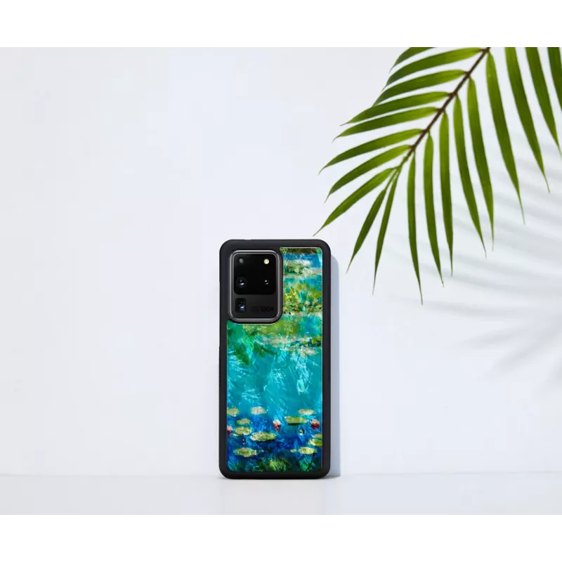Apsauginis dėklas iKins Samsung Galaxy S20 Ultra – juodos vandens lelijos raštas