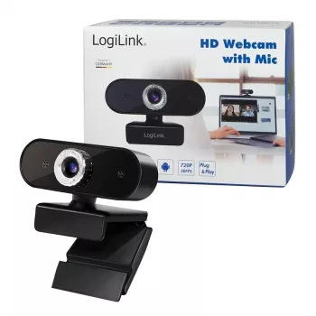 Web kamera LogiLink UA0368, 1280 x 720 pikselių, juoda