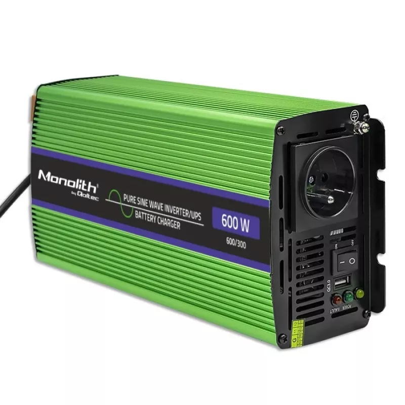 Automobilinis keitiklis Qoltec Monolith 600 W žalias 12 V
