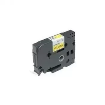 Brother TZ661 blizgi laminuota etikečių juosta – 36 mm, juoda ant geltonos, 8 m