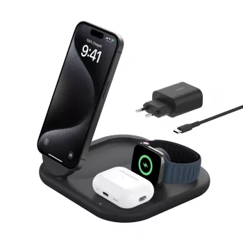 Belkin BoostCharge belaidis greitasis ausinių įkroviklis USB Type-C juodas