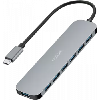 LogiLink USB-C centras, 7 prievadai, USB 3.2 Gen 1, 7x USB-A Alu. (UA0457)