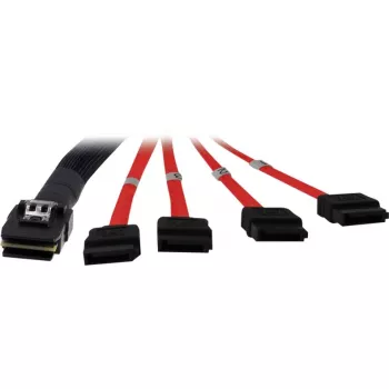 Inter-Tech SATA/SAS kabelis - Serial ATA 150/300/600 - 4 kelių - 36 PIN 4iMini MultiLane į SATA - 1,0 m - Raudonas (88885301)